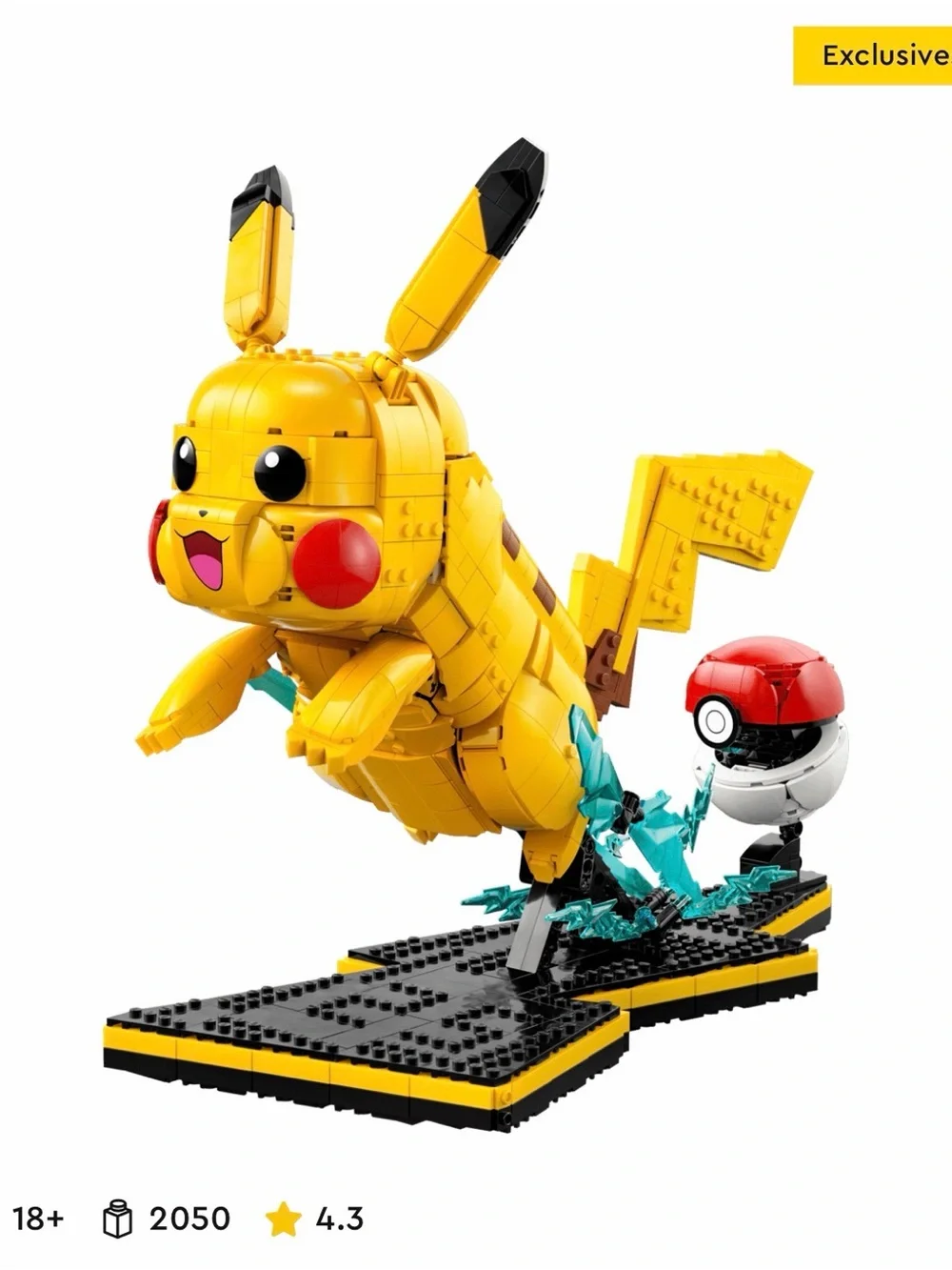 NEW Lego Pikachu Buildable Figure with Red-and-White Poké Ball